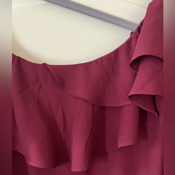 Maette Burgundy Polyester Drop Shoulder Blouse Women’s Size Small - Picture 6 of 13